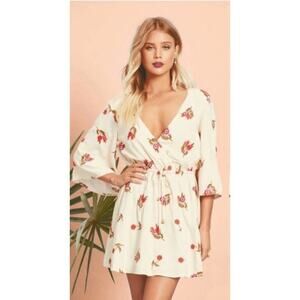 Lovers + Friends Cream Floral Embroidered Mini Dress